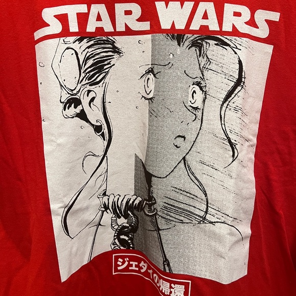 Star Wars Anime Crewneck Red Graphic Short Sleeve T-shirt NWT - Picture 1 of 4